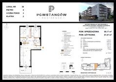 3 pokoje, mieszkanie 67,47 m², piętro 4, oferta nr M30, Powstańców Residence, Ząbki, ul. Powstańców 19