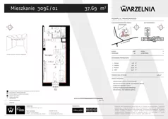 1 pokój, apartament 37,69 m², parter, oferta nr 309E/01, Warzelnia II, Poznań, Antoninek-Zieliniec-Kobylepole, Kobylepole, ul. Majakowskiego 309