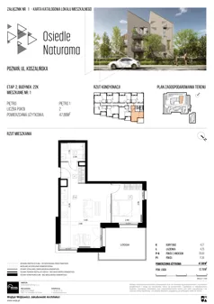 2 pokoje, mieszkanie 47,88 m², piętro 1, oferta nr 22K/01, Naturama II, Poznań, Strzeszyn, Strzeszyn, ul. Koszalińska 22