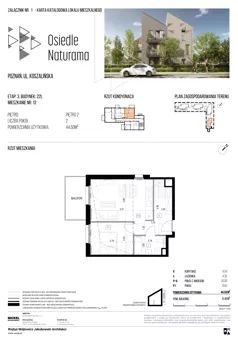 2 pokoje, mieszkanie 44,50 m², piętro 2, oferta nr 22L/12, Naturama III, Poznań, Strzeszyn, Strzeszyn, ul. Koszalińska 22