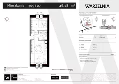 2 pokoje, apartament 46,28 m², piętro 1, oferta nr 309/07, Warzelnia II, Poznań, Antoninek-Zieliniec-Kobylepole, Kobylepole, ul. Majakowskiego 309