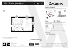 2 pokoje, apartament 51,33 m², piętro 1, oferta nr 309B/09, Warzelnia II, Poznań, Antoninek-Zieliniec-Kobylepole, Kobylepole, ul. Majakowskiego 309