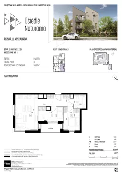 3 pokoje, mieszkanie 59,87 m², parter, oferta nr 22J/01, Naturama II, Poznań, Strzeszyn, Strzeszyn, ul. Koszalińska 22