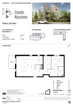 3 pokoje, mieszkanie 74,44 m², piętro 2, oferta nr 22N/14, Naturama III, Poznań, Strzeszyn, Strzeszyn, ul. Koszalińska 22