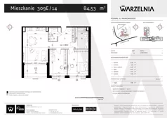 3 pokoje, apartament 84,53 m², piętro 1, oferta nr 309E/14, Warzelnia II, Poznań, Antoninek-Zieliniec-Kobylepole, Kobylepole, ul. Majakowskiego 309