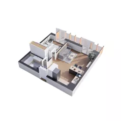 2 pokoje, mieszkanie 45,02 m², piętro 3, oferta nr B3.7, Rezydencja Ogród Saski, Lublin, Wieniawa, ul. Wieniawska 7/Jasna 7