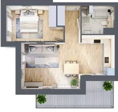 2 pokoje, apartament 49,59 m², parter, oferta nr K3.0.M14, Miasto Ogród Karłowice, Wrocław, Karłowice-Różanka, Psie Pole, ul. ks. Norberta Bończyka 40