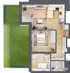 3 pokoje, mieszkanie 55,43 m², parter, oferta nr L0/K2/01, Wybrzeże Reymonta 3, Wrocław, Kleczków, Psie Pole, ul. Władysława Reymonta