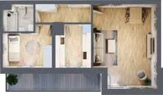 2 pokoje, mieszkanie 52,50 m², piętro 1, oferta nr L1/K1/06, Wybrzeże Reymonta 3, Wrocław, Kleczków, Psie Pole, ul. Władysława Reymonta