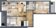 3 pokoje, mieszkanie 71,34 m², piętro 1, oferta nr L1/K2/02, Wybrzeże Reymonta 3, Wrocław, Kleczków, Psie Pole, ul. Władysława Reymonta