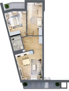 3 pokoje, mieszkanie 64,89 m², piętro 2, oferta nr L2/K2/05, Wybrzeże Reymonta 3, Wrocław, Kleczków, Psie Pole, ul. Władysława Reymonta