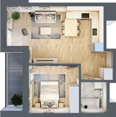 2 pokoje, mieszkanie 41,43 m², piętro 5, oferta nr L5/K2/03, Wybrzeże Reymonta 3, Wrocław, Kleczków, Psie Pole, ul. Władysława Reymonta