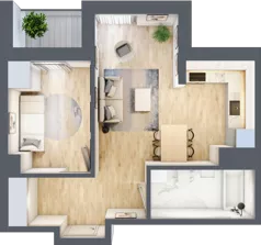 2 pokoje, mieszkanie 43,60 m², piętro 8, oferta nr L8/K1/02, Wybrzeże Reymonta 3, Wrocław, Kleczków, Psie Pole, ul. Władysława Reymonta