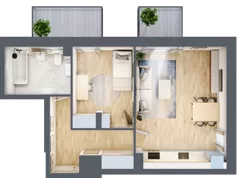 2 pokoje, mieszkanie 47,56 m², piętro 2, oferta nr P.2.2.08, Partynice House II, Wrocław, Krzyki-Partynice, Krzyki, ul. Kawalerzystów