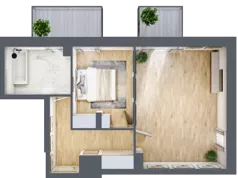 2 pokoje, mieszkanie 43,98 m², piętro 3, oferta nr P.2.3.12, Partynice House II, Wrocław, Krzyki-Partynice, Krzyki, ul. Kawalerzystów