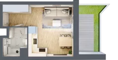 1 pokój, mieszkanie 25,13 m², parter, oferta nr 00.6.M03, Mieszczańska Park, Wrocław, Nadodrze, ul. Dmowskiego