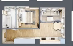 2 pokoje, mieszkanie 33,72 m², piętro 1, oferta nr 01.1.M01, Mieszczańska Park, Wrocław, Nadodrze, ul. Dmowskiego