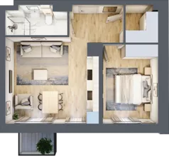 2 pokoje, mieszkanie 44,76 m², piętro 2, oferta nr 02.1.M08, Mieszczańska Park, Wrocław, Nadodrze, ul. Dmowskiego