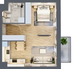 1 pokój, mieszkanie 43,83 m², piętro 2, oferta nr 02.3.M04, Mieszczańska Park, Wrocław, Nadodrze, ul. Dmowskiego