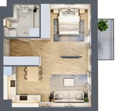 1 pokój, mieszkanie 43,82 m², piętro 3, oferta nr 03.3.M04, Mieszczańska Park, Wrocław, Nadodrze, ul. Dmowskiego