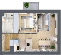 2 pokoje, mieszkanie 47,27 m², piętro 3, oferta nr 03.5.M12, Mieszczańska Park, Wrocław, Nadodrze, ul. Dmowskiego