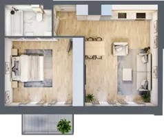 2 pokoje, mieszkanie 46,04 m², piętro 4, oferta nr 04.3.M01, Mieszczańska Park, Wrocław, Nadodrze, ul. Dmowskiego