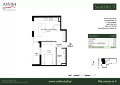 2 pokoje, mieszkanie 42,06 m², piętro 3, oferta nr m9  , Szaflarska 9, Kraków, Podgórze, ul. Szaflarska 9