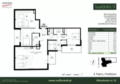 5 pokoi, mieszkanie 106,82 m², piętro 4, oferta nr M12, Szaflarska 9, Kraków, Podgórze, ul. Szaflarska 9