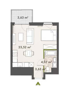 1 pokój, mieszkanie 31,13 m², piętro 4, oferta nr 30/XY-F1.C.04.04, XYZ Place, Warszawa, Włochy, Okęcie, ul. Komitetu Obrony Robotników 32