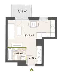 1 pokój, mieszkanie 28,30 m², piętro 5, oferta nr 30/XY-F1.C.05.02, XYZ Place, Warszawa, Włochy, Okęcie, ul. Komitetu Obrony Robotników 32