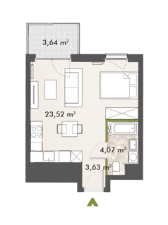 1 pokój, mieszkanie 31,23 m², piętro 3, oferta nr 30/XY-F1.C.03.04, XYZ Place, Warszawa, Włochy, Okęcie, ul. Komitetu Obrony Robotników 32