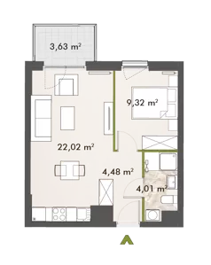 2 pokoje, mieszkanie 39,65 m², piętro 6, oferta nr 30/XY-F1.C.06.04, XYZ Place, Warszawa, Włochy, Okęcie, ul. Komitetu Obrony Robotników 32