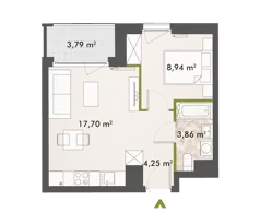 2 pokoje, mieszkanie 34,73 m², piętro 3, oferta nr 30/XY-F1.A.03.03, XYZ Place, Warszawa, Włochy, Okęcie, ul. Komitetu Obrony Robotników 32
