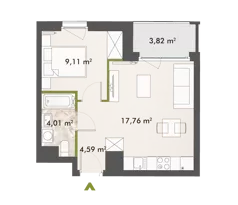 2 pokoje, mieszkanie 35,34 m², piętro 4, oferta nr 30/XY-F1.B.04.02, XYZ Place, Warszawa, Włochy, Okęcie, ul. Komitetu Obrony Robotników 32