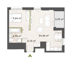 2 pokoje, mieszkanie 43,79 m², piętro 9, oferta nr 30/XY-F1.C.09.01, XYZ Place, Warszawa, Włochy, Okęcie, ul. Komitetu Obrony Robotników 32