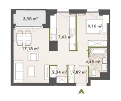 2 pokoje, mieszkanie 48,56 m², piętro 10, oferta nr 30/XY-F1.D.10.03, XYZ Place, Warszawa, Włochy, Okęcie, ul. Komitetu Obrony Robotników 32