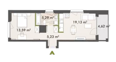 2 pokoje, mieszkanie 43,24 m², piętro 10, oferta nr 30/XY-F1.D.10.04, XYZ Place, Warszawa, Włochy, Okęcie, ul. Komitetu Obrony Robotników 32
