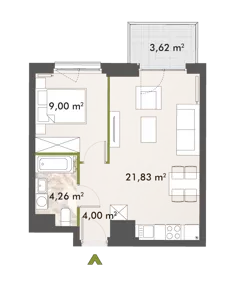 2 pokoje, mieszkanie 39,02 m², piętro 3, oferta nr 30/XY-F1.D.03.02, XYZ Place, Warszawa, Włochy, Okęcie, ul. Komitetu Obrony Robotników 32
