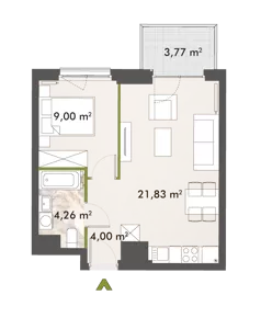 2 pokoje, mieszkanie 39,01 m², piętro 2, oferta nr 30/XY-F1.D.02.02, XYZ Place, Warszawa, Włochy, Okęcie, ul. Komitetu Obrony Robotników 32