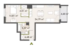 2 pokoje, mieszkanie 55,27 m², piętro 10, oferta nr 30/XY-F1.C.10.03, XYZ Place, Warszawa, Włochy, Okęcie, ul. Komitetu Obrony Robotników 32
