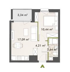 2 pokoje, mieszkanie 35,36 m², piętro 9, oferta nr 30/XY-F1.C.09.02, XYZ Place, Warszawa, Włochy, Okęcie, ul. Komitetu Obrony Robotników 32