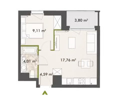 2 pokoje, mieszkanie 35,43 m², piętro 7, oferta nr 30/XY-F1.B.07.02, XYZ Place, Warszawa, Włochy, Okęcie, ul. Komitetu Obrony Robotników 32