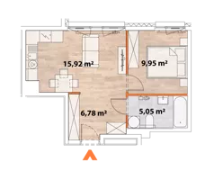 2 pokoje, mieszkanie 37,55 m², piętro 7, oferta nr 43/POR-A.07.03, Apartamenty Portowa, Kraków, Podgórze, Zabłocie, ul. Portowa 43