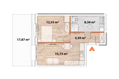 2 pokoje, mieszkanie 41,75 m², parter, oferta nr 43/POR-A.00.01, Apartamenty Portowa, Kraków, Podgórze, Zabłocie, ul. Portowa 43