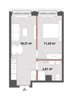 2 pokoje, mieszkanie 34,54 m², piętro 7, oferta nr 54/Z54-A.07.02, Żelazna 54, Warszawa, Wola, Mirów, ul. Żelazna 54