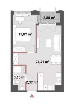 2 pokoje, mieszkanie 41,20 m², piętro 4, oferta nr 54/Z54-A.04.10, Żelazna 54, Warszawa, Wola, Mirów, ul. Żelazna 54