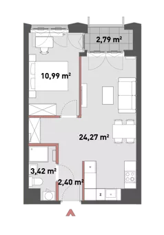 2 pokoje, mieszkanie 40,94 m², piętro 1, oferta nr 54/Z54-A.01.10, Żelazna 54, Warszawa, Wola, Mirów, ul. Żelazna 54