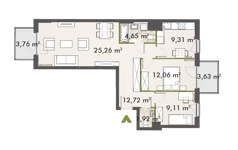 3 pokoje, mieszkanie 74,64 m², piętro 8, oferta nr 30/XY-F1.D.08.01, XYZ Place, Warszawa, Włochy, Okęcie, ul. Komitetu Obrony Robotników 32