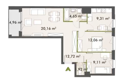 3 pokoje, mieszkanie 69,94 m², piętro 9, oferta nr 30/XY-F1.D.09.01, XYZ Place, Warszawa, Włochy, Okęcie, ul. Komitetu Obrony Robotników 32