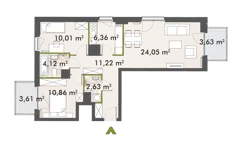 3 pokoje, mieszkanie 68,97 m², piętro 6, oferta nr 30/XY-F1.D.06.04, XYZ Place, Warszawa, Włochy, Okęcie, ul. Komitetu Obrony Robotników 32